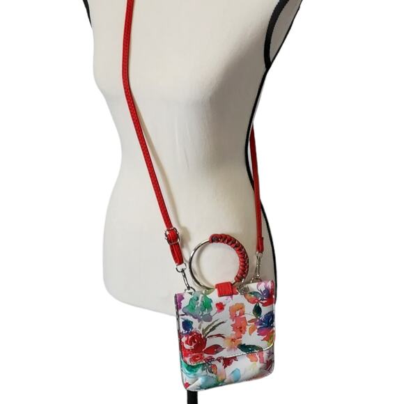 Carlos Santana Rose Floral Slim Flap Mini Crossbody Clutch Bangle Bag Purse - Picture 2 of 6